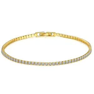 NEW 925 Sterling Silver 18K Gold Plated Zircon Tennis Bracelet